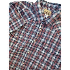 Roebuck and‎ Co. Western Fashion Snap Red Plaid Short Sleeve XL Shirt